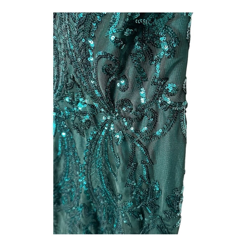 NWT PromGirl Statement-Back Long Sequin Prom Dress Hunter green - Picture 10 of 15